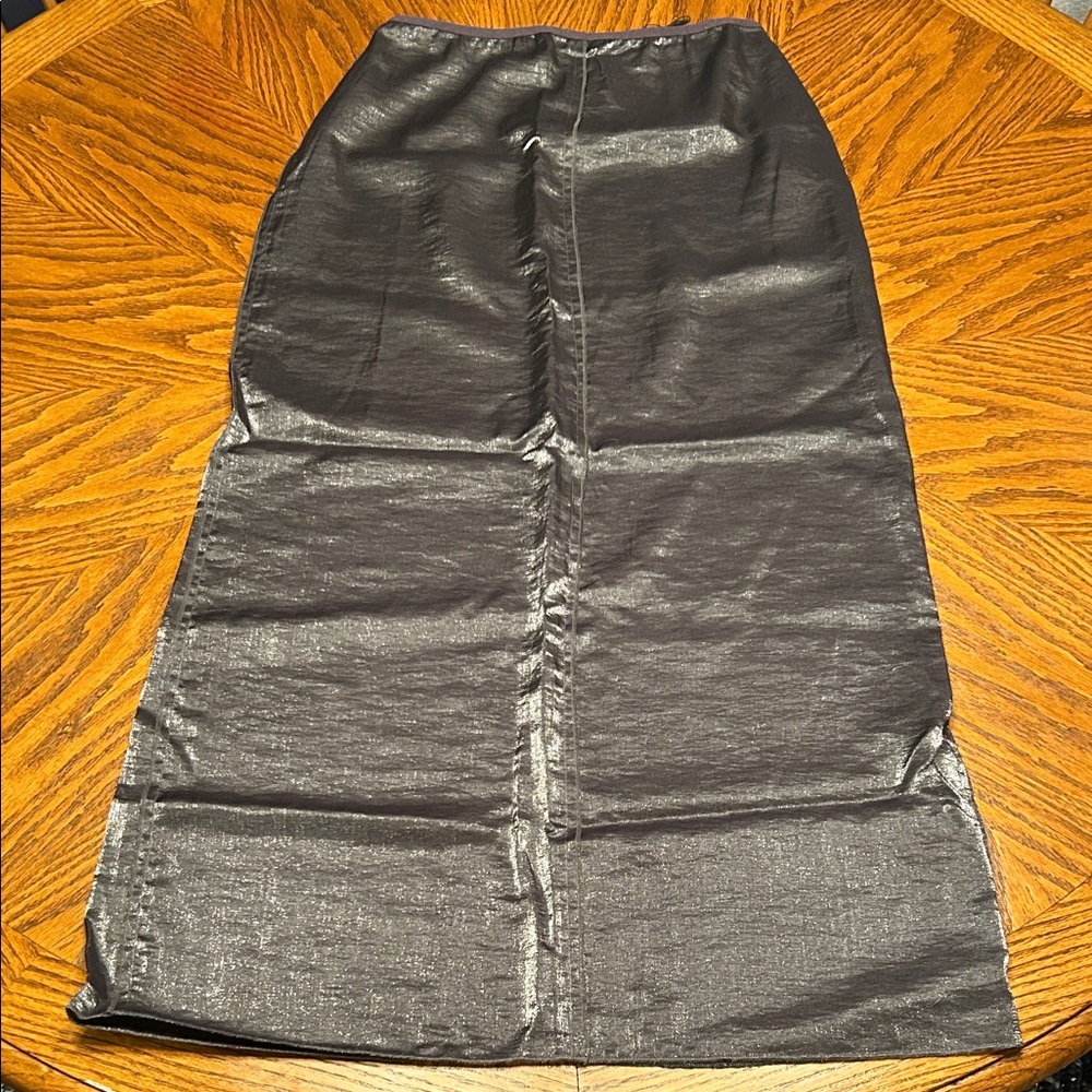 NWOT Zara Shimmering Metallic Silver Midi Skirt. Size XS - Picture 4 of 12